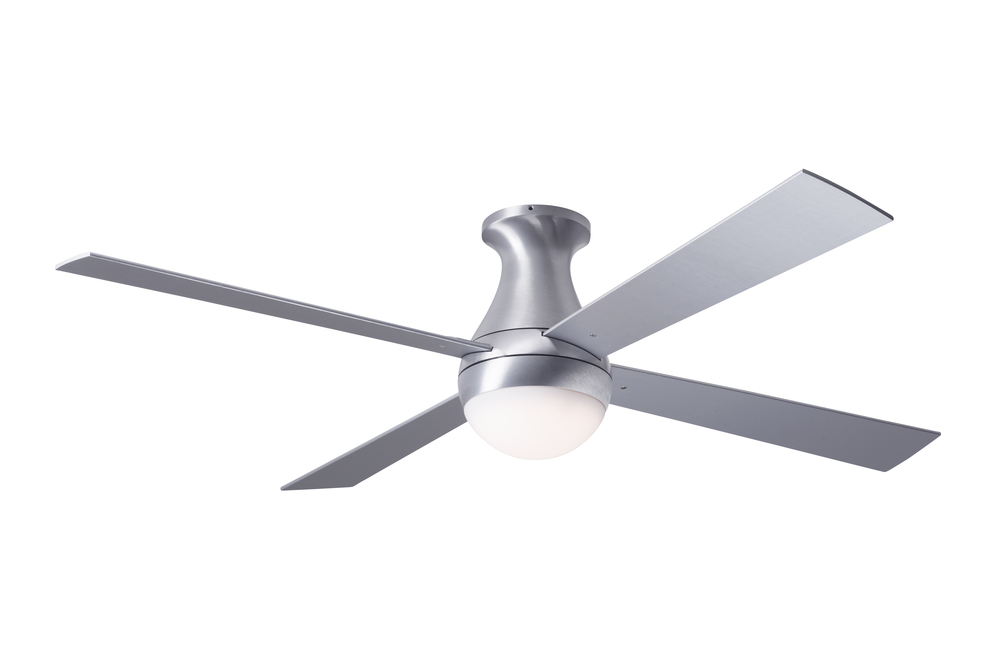 Ball Flush Fan; Brushed Aluminum Finish; 42" Aluminum Blades; 20W LED; Wall Control with Remote
