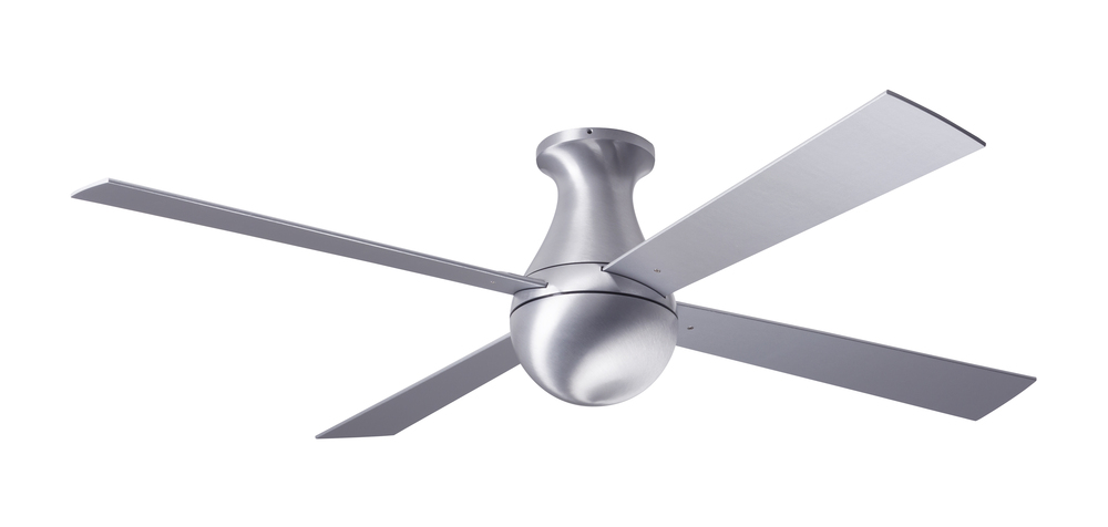Ball Flush Fan; Brushed Aluminum Finish; 42" Aluminum Blades; No Light; Wall Control with Remote