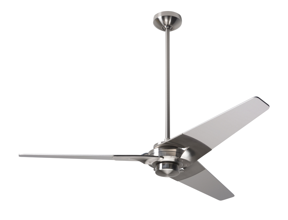 Torsion Fan; Bright Nickel Finish; 52" Black Blades; No Light; Fan Speed and Light Control (2-wi