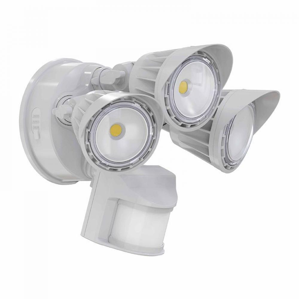 30W 3CCT 30/40/50K WHITE 3-HEADS SECURITY LIGHT - WITH MOTION SENSOR