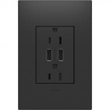 Legrand ARTRUSB153G4WP - Dual USB Plus-Size Outlet Combo with Matching Wall Plate