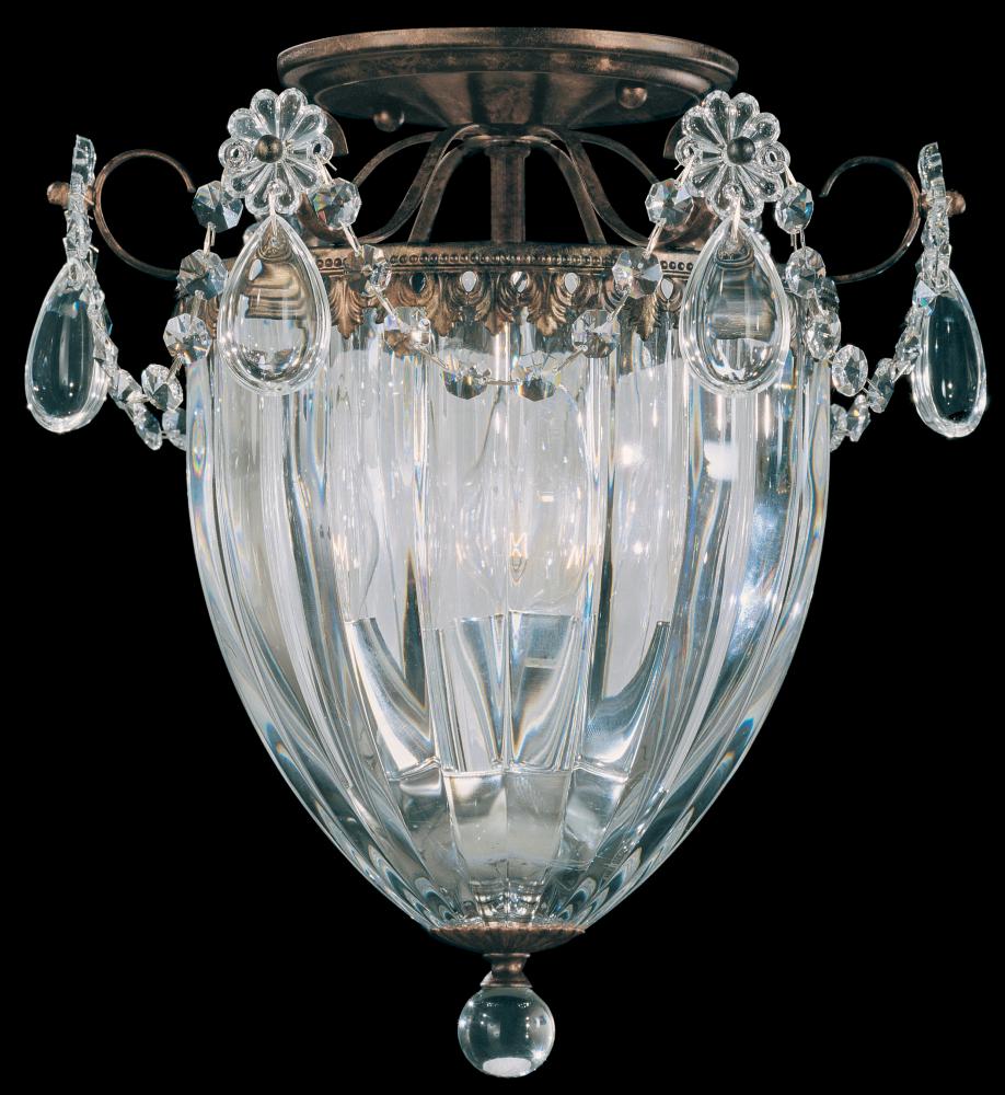 Bagatelle 3 Light 120V Semi-Flush Mount in Heirloom Bronze with Clear Heritage Handcut Crystal