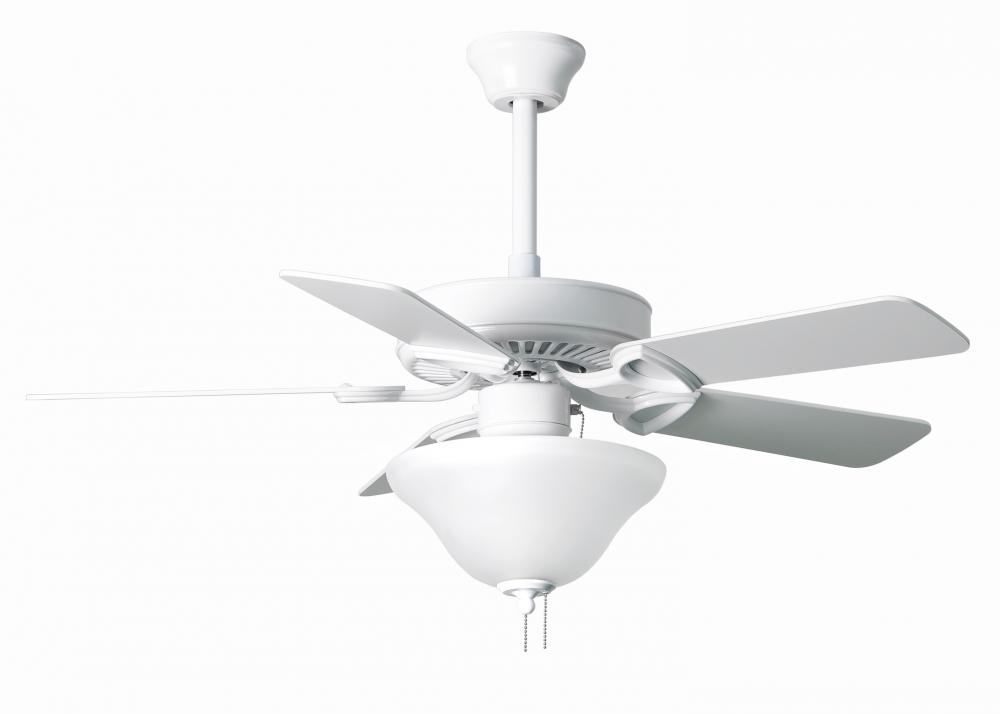 America 3-speed ceiling fan in gloss white finish with 42" white blades and light kit (2 x GU2