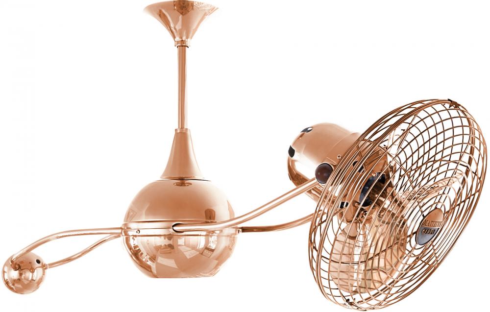 Brisa 360° counterweight rotational ceiling fan in Polished Copper finish with metal blades.