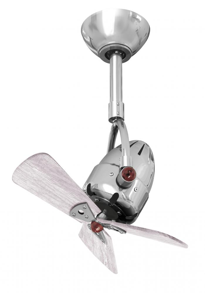Diane oscillating ceiling fan in Polished Chrome finish with solid barn wood blades.