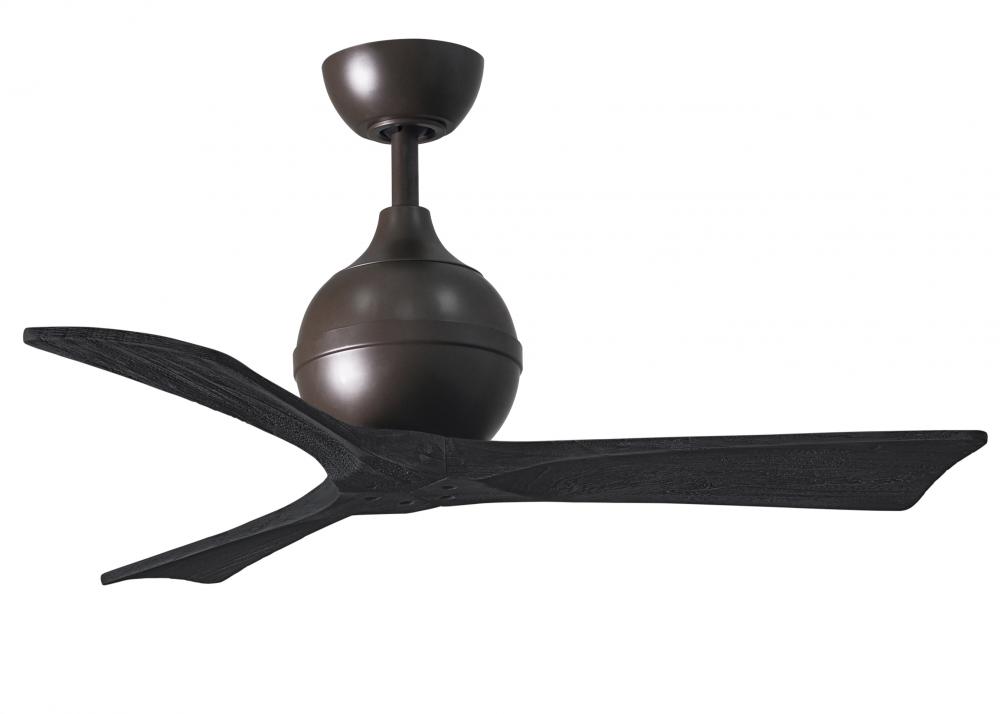 Irene-3 three-blade paddle fan in Textured Bronze finish with 42" solid matte black wood blade