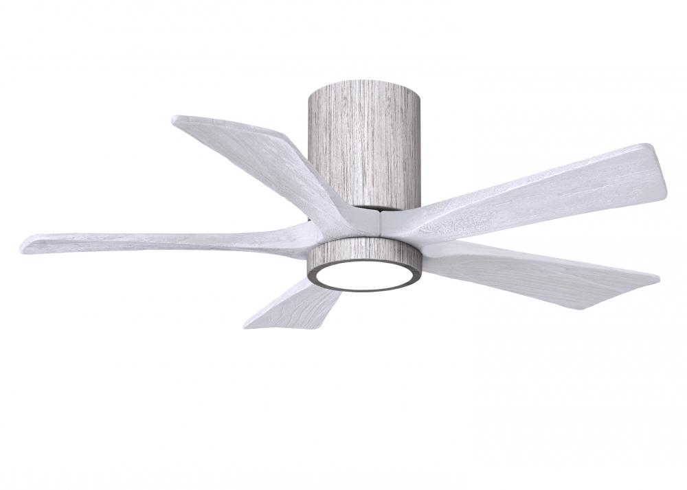 IR5HLK five-blade flush mount paddle fan in Barn Wood finish with 42” solid matte white wood bla