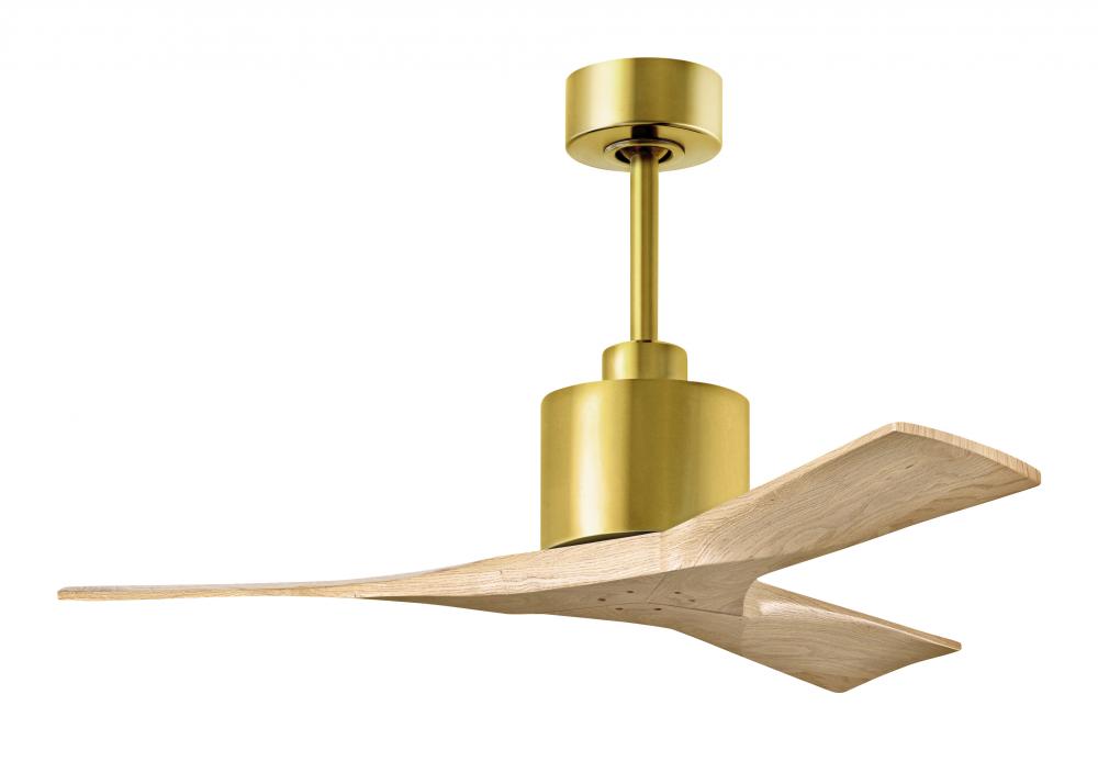 Nan 6-speed ceiling fan in Brushed Brass finish with 42” solid light maple tone wood blades