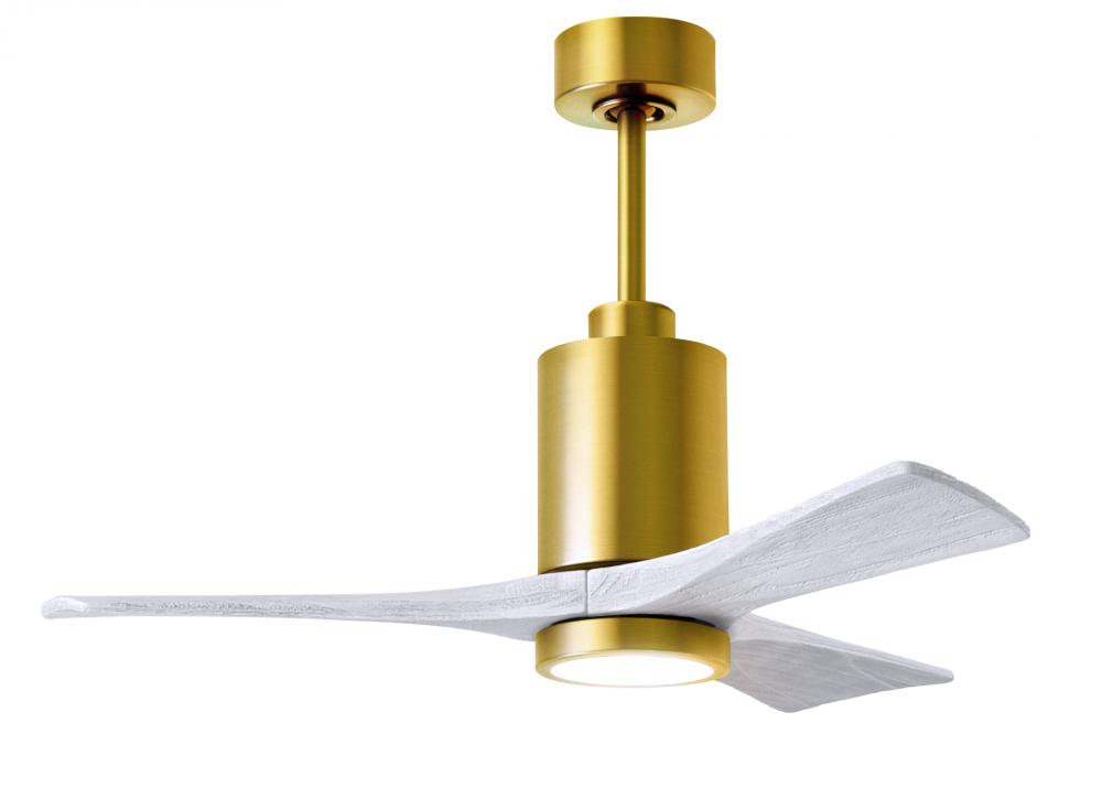 Patricia-3 three-blade ceiling fan in Brushed Brass finish with 42” solid matte white wood blade