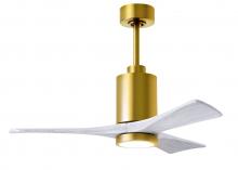 Matthews Fan Company PA3-BRBR-MWH-42 - Patricia-3 three-blade ceiling fan in Brushed Brass finish with 42” solid matte white wood blade