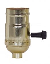 Satco Products Inc. 80/1008 - 3 Terminal (2 Circuit) Turn Knob Socket With Removable Knobs; 1/8 IPS; Aluminum; Brite Gilt Finish;