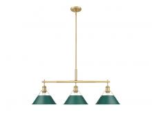 Golden 3306-LP BCB-GN - Orwell 3-Light Linear Pendant in Brushed Champagne Bronze with Pine Green