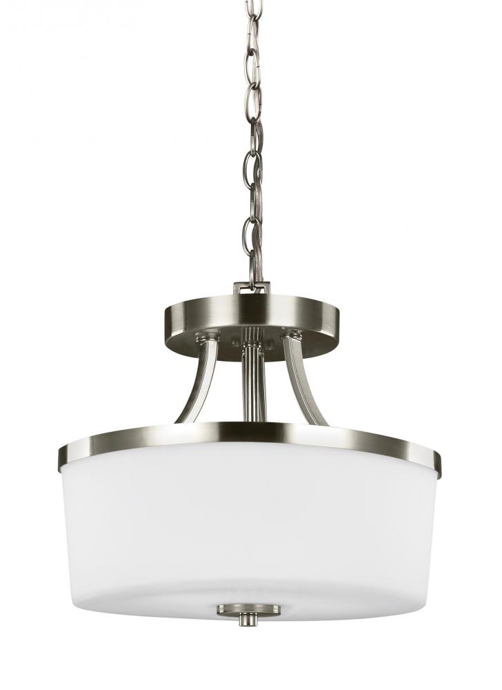 Hettinger transitional 2-light indoor dimmable ceiling flush mount in brushed  nickel silver finish w 7739102-962 LBU Lighting