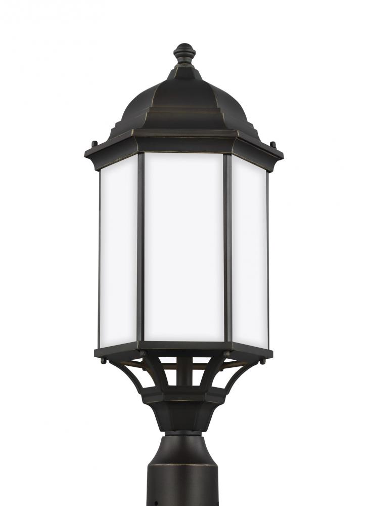 Sevier traditional 1-light LED outdoor exterior large post lantern in antique bronze finish with sat