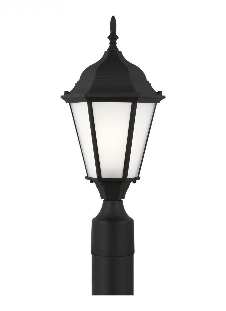 Bakersville traditional 1-light LED outdoor exterior post lantern in black finish with satin etched