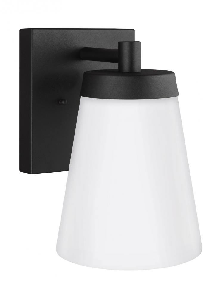 Renville transitional 1-light LED outdoor exterior large wall lantern sconce in black finish with sa