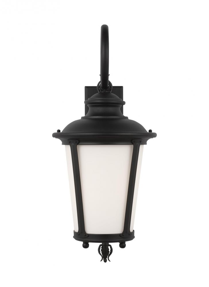 Cape May traditional 1-light LED outdoor exterior large wall lantern sconce in black finish with etc