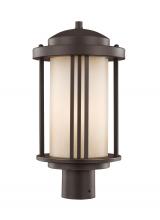 Generation Lighting 8247901EN3-71 - Crowell contemporary 1-light LED outdoor exterior post lantern in antique bronze finish with creme p