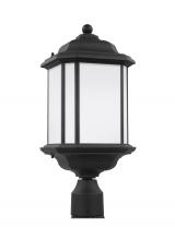 Generation Lighting 82529EN3-12 - Kent traditional 1-light LED outdoor exterior post lantern in black finish with satin etched glass p