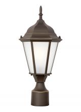 Generation Lighting 82941EN3-71 - Bakersville traditional 1-light LED outdoor exterior post lantern in antique bronze finish with sati