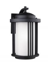 Generation Lighting 8747901EN3-12 - Crowell contemporary 1-light LED outdoor exterior medium wall lantern sconce in black finish with sa
