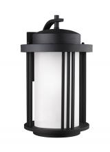 Generation Lighting 8847901EN3-12 - Crowell contemporary 1-light LED outdoor exterior large wall lantern sconce in black finish with sat