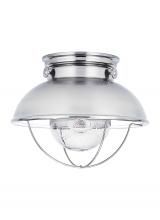 Generation Lighting 8869EN3-98 - Sebring transitional 1-light LED outdoor exterior ceiling flush mount in brushed stainless silver fi