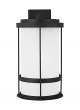 Generation Lighting 8890901EN3-12 - Wilburn modern 1-light LED outdoor exterior extra large wall lantern sconce in black finish with sat