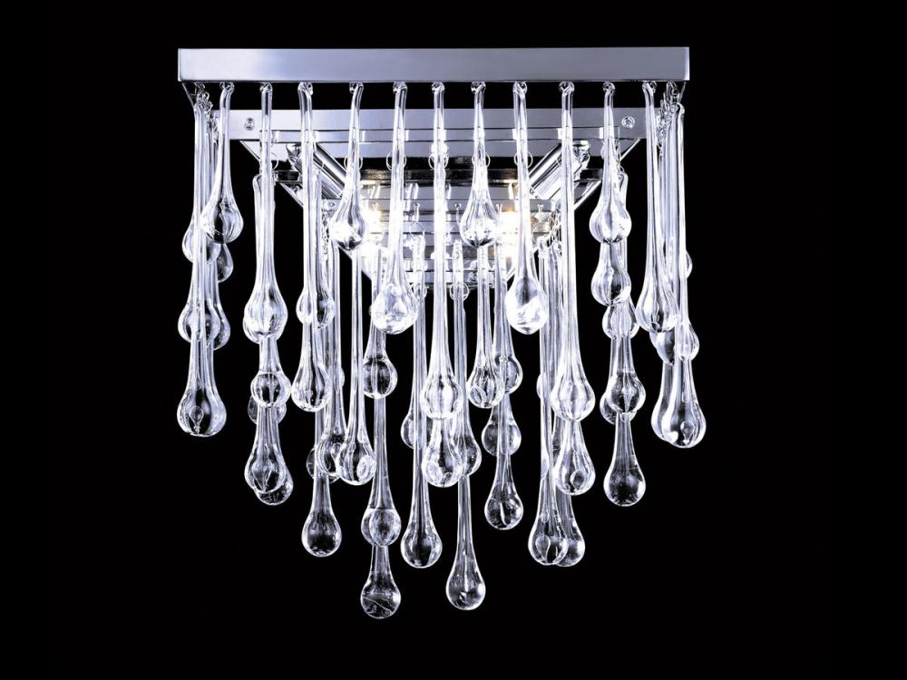 Hollywood Blvd. Collection Collection Polish Nickel / Clear Glass Tear Drops Square Wall Sconce