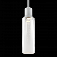 ZEEV Lighting P11702-LED-MW-G15 - 6" LED 3CCT Cylindrical Drum Pendant Light, 18" Clear Glass and Matte White Metal Finish