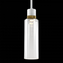 ZEEV Lighting P11702-LED-MW-K-AGB-G15 - 6" LED 3CCT Cylindrical Drum Pendant Light, 18" Clear Glass and Matte White with Brass Metal