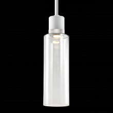 ZEEV Lighting P11702-LED-MW-K-PN-G15 - 6" LED 3CCT Cylindrical Drum Pendant Light, 18" Clear Glass and Matte White with Nickel Meta