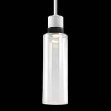ZEEV Lighting P11702-LED-MW-K-SBB-G15 - 6" LED 3CCT Cylindrical Drum Pendant Light, 18" Clear Glass and Matte White with Black Metal