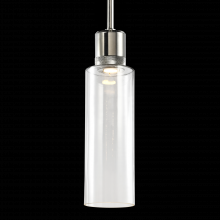 ZEEV Lighting P11703-LED-PN-G15 - 6" LED 3CCT Cylindrical Drum Pendant Light, 18" Clear Glass and Polished Nickel Metal Finish