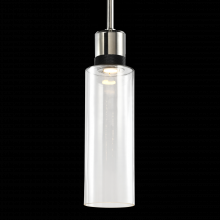 ZEEV Lighting P11703-LED-PN-K-SBB-G15 - 6" LED 3CCT Cylindrical Drum Pendant Light, 18" Clear Glass and Polished Nickel with Black M