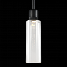 ZEEV Lighting P11704-LED-SBB-G15 - 6" LED 3CCT Cylindrical Drum Pendant Light, 18" Clear Glass and Satin Brushed Black Metal Fi