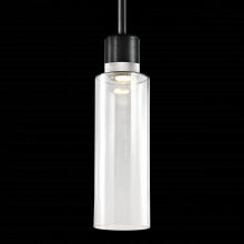 ZEEV Lighting P11704-LED-SBB-K-PN-G15 - 6" LED 3CCT Cylindrical Drum Pendant Light, 18" Clear Glass and Satin Brushed Black with Nic