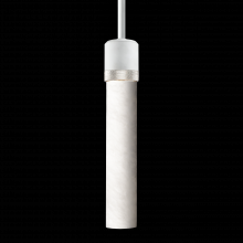 ZEEV Lighting P11706-E26-MW-K-PN-G9 - 3" E26 Cylindrical Pendant Light, 12" Spanish Alabaster and Matte White with Nickel Finish