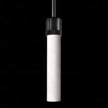 ZEEV Lighting P11708-E26-SBB-G9 - 3" E26 Cylindrical Pendant Light, 12" Spanish Alabaster and Satin Brushed Black Finish
