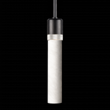 ZEEV Lighting P11708-E26-SBB-K-PN-G9 - 3" E26 Cylindrical Pendant Light, 12" Spanish Alabaster and Satin Brushed Black with Nickel