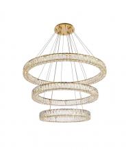 Elegant 3503G41LG - Monroe 41 Inch LED Triple Ring Chandelier in Gold