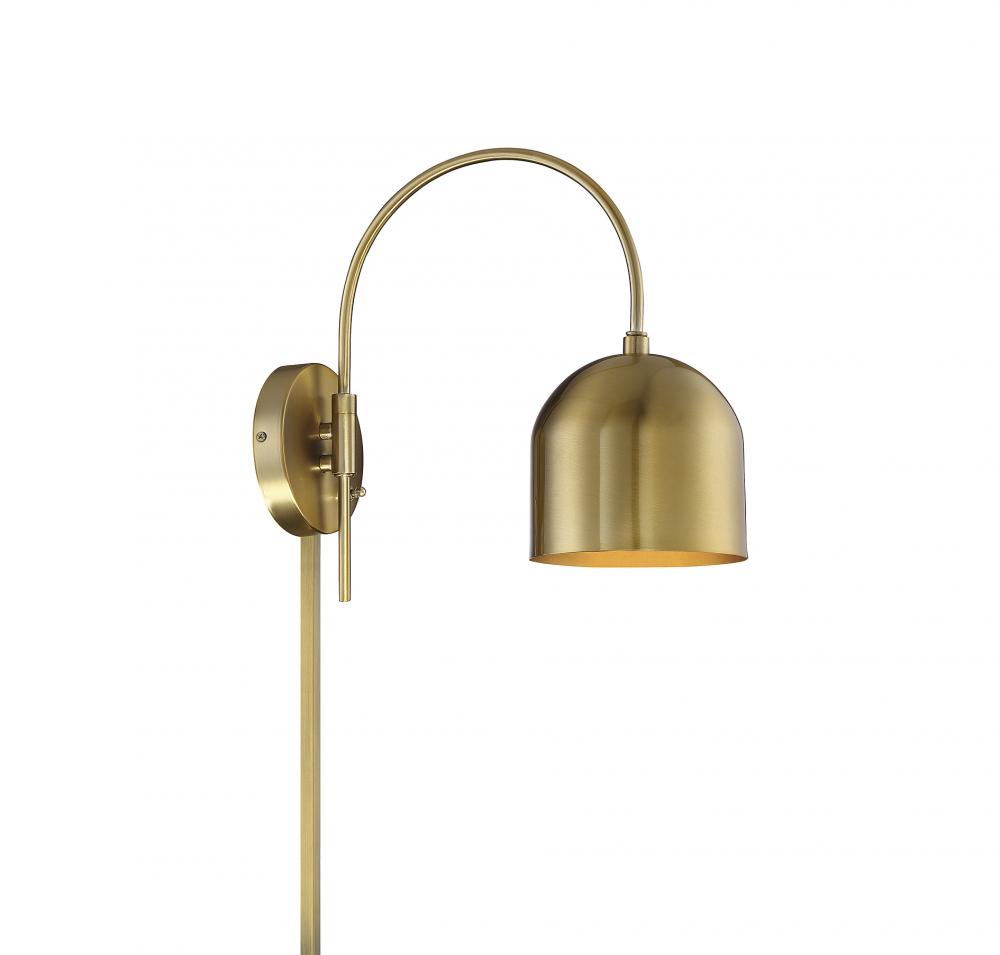1 Light Adjustable Wall Sconce in Natural Brass M90045NB LBU Lighting