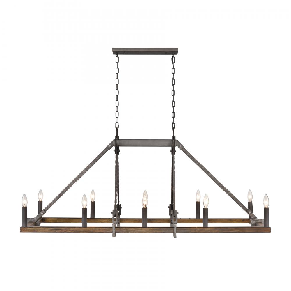 Arya Collection Eight-Light Matte Black Luxe Linear Chandelier